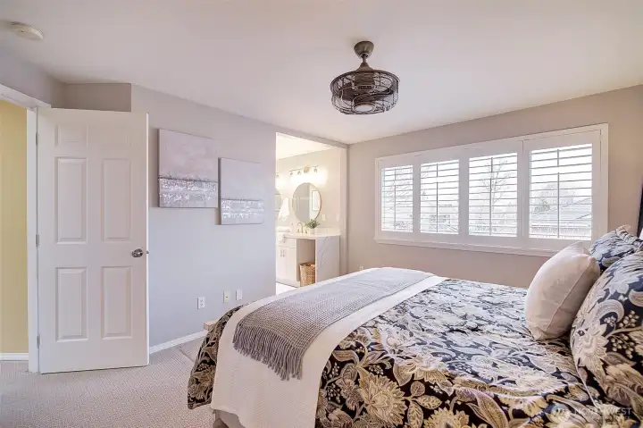 A fully remodeled private bath and walk-in closet are featured in the Ensuite.