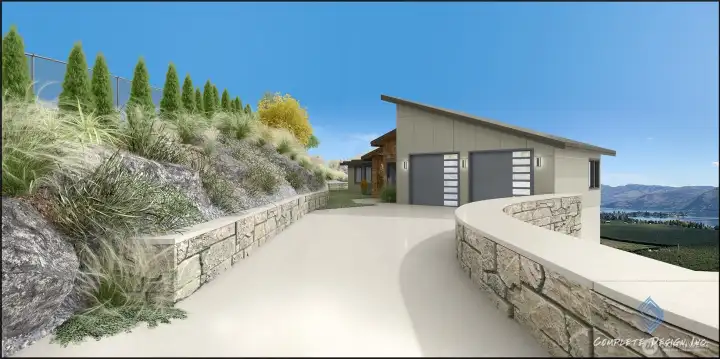 Digital rendering of future home and access off of Crystal View Dr.