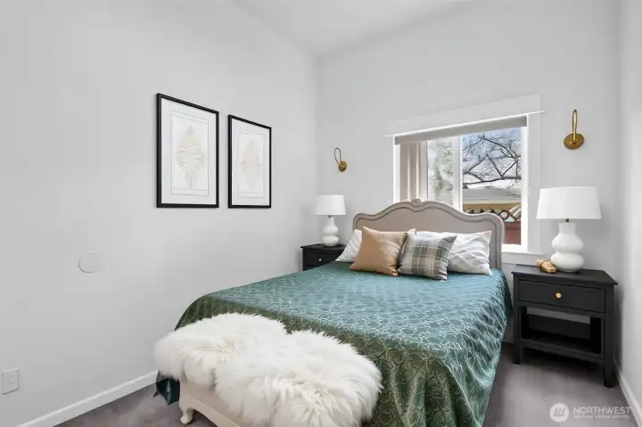 Bedroom downstairs - lightly virtually staged