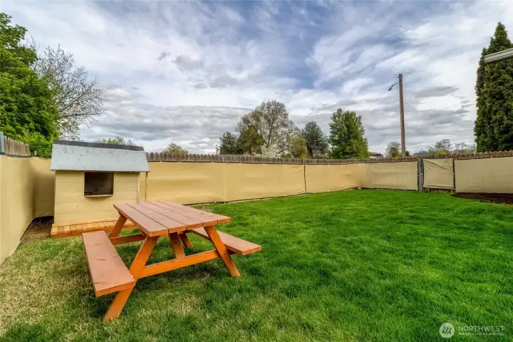 Large fenced backyard