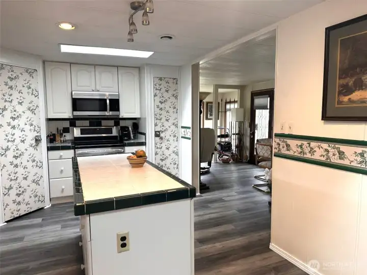 View into dining area and living room