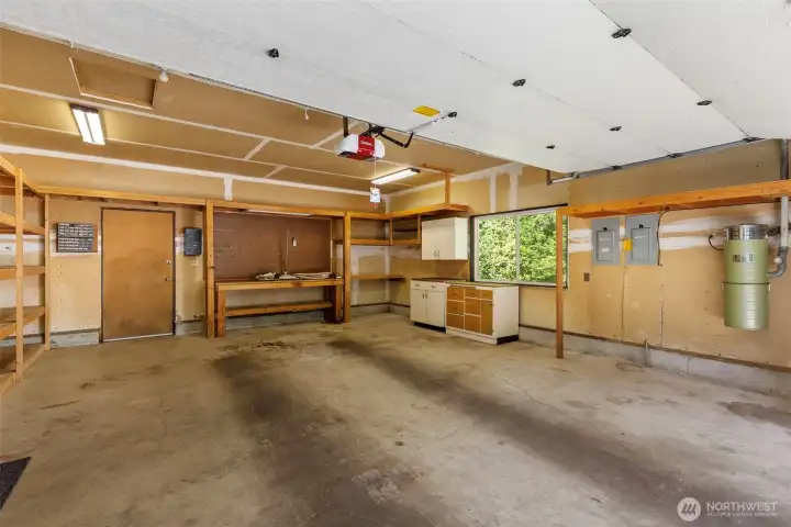 Attached two car garage