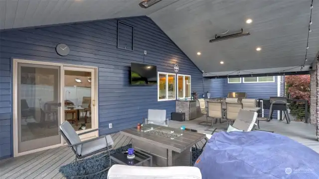 Slider from the dining room leads you right out to this large deck for added entertainment space. Enjoy year round with built in heaters overhead too.