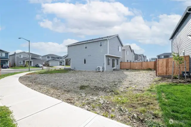 Spacious corner lot yard.