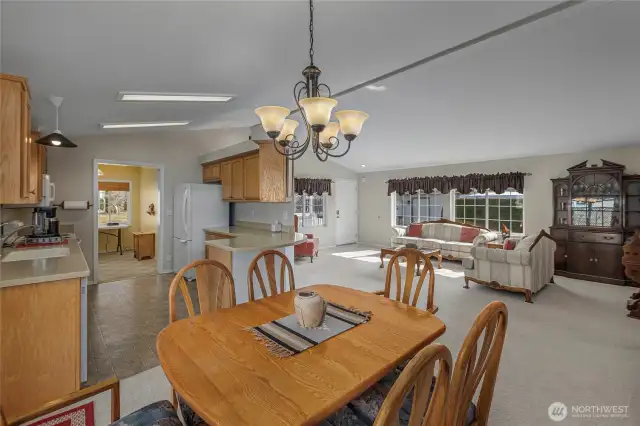 bonus room off of kitchen, leading to garage