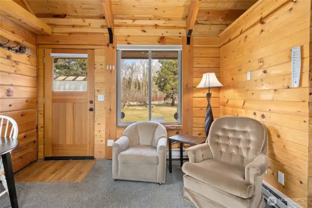 Great river view from inside the cabin.