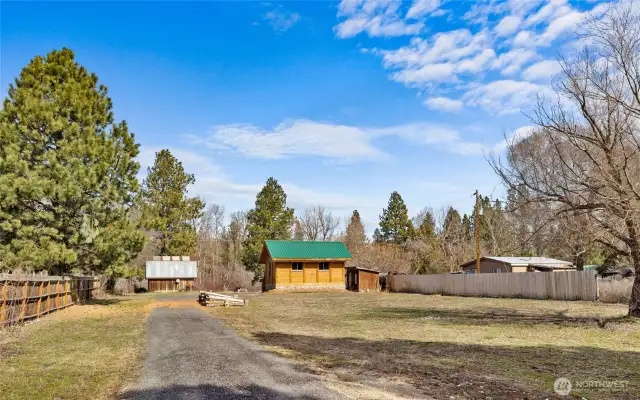 Large yard in both the front and back of the cabin.