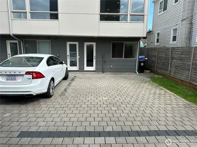 Parking includes the car and the extra space on the right.