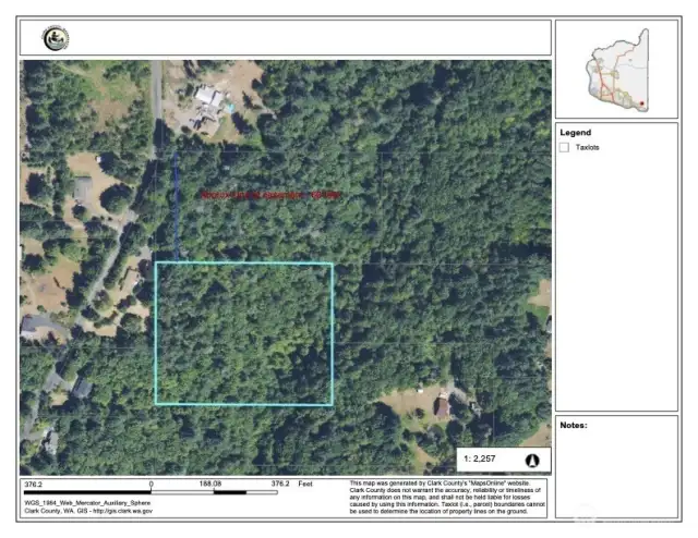 Easement from the property.