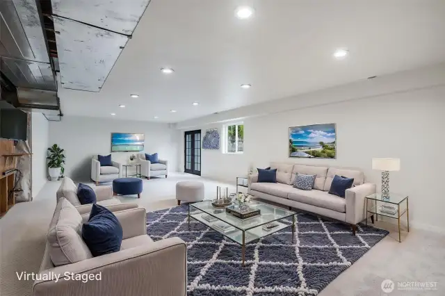 Another Angle, showing versatility of the room, for entertainment. virtually staged.