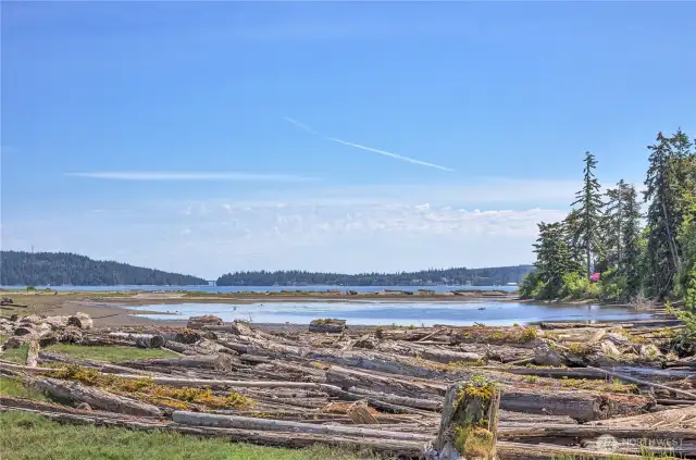 The lagoon at Kala Point is a special place. You'll see many species of birds, including eagles, osprey, and Kingfishers, plus other wildlife. In the distance is the bridge to Marrowstone Island from the mainland.