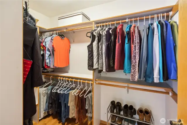 The primary ensuite enjoys this spacious walk-in closet.