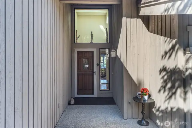 Welcome home! The front entrance of the condo, with the courtyard to the right.