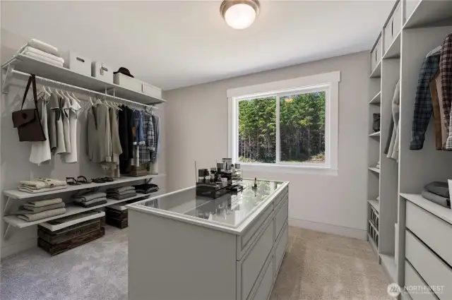Virtually staged primary additional closet