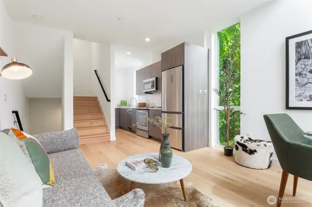 Impressive kitchen flows perfectly into the living & dining areas.