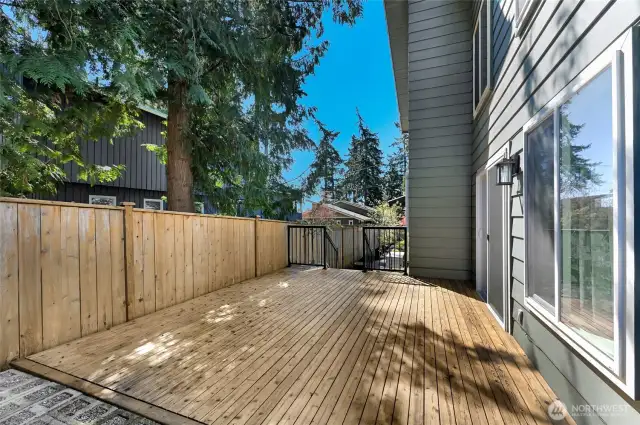 Side yard with wood deck