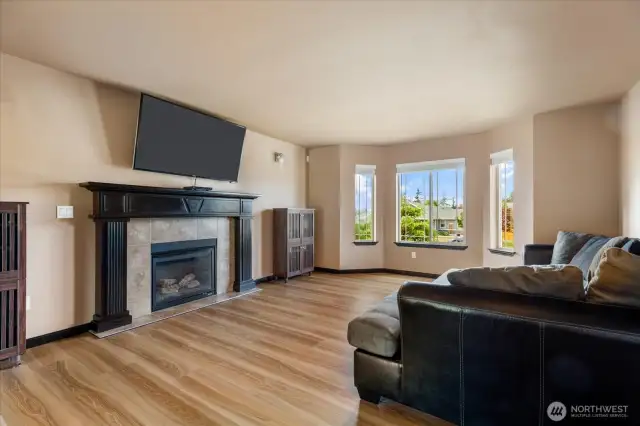 Living room with propane fireplace