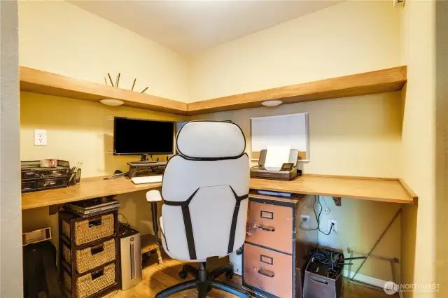 This nook next to the stairs is a perfect spot for an at-home office or craft/hobby space.