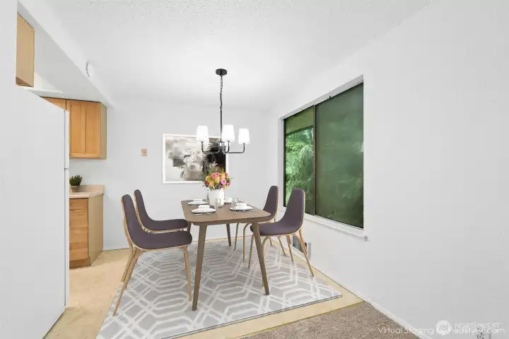 Romantic candlelight dinners for two and fun entertaining will take place in this dining area open to the living room.