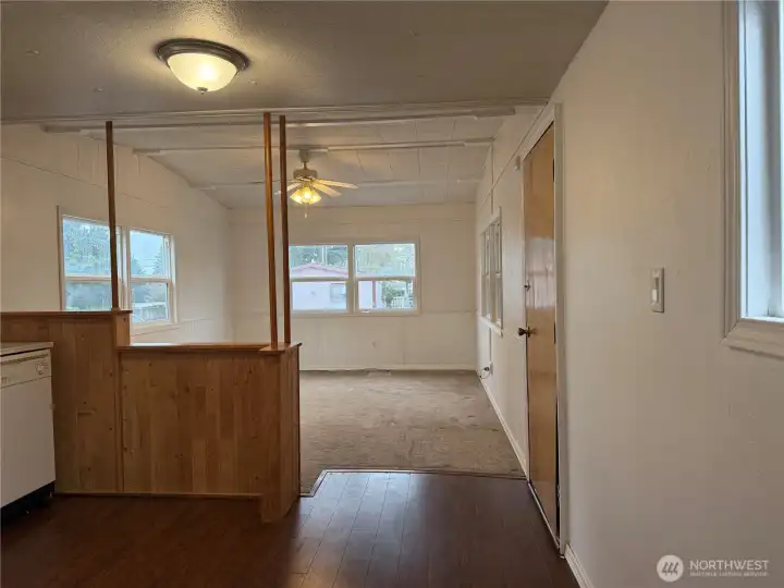 Spacious Living room seen from across the kitchen