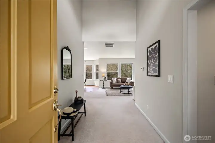 Spacious entry with vaulted ceilings