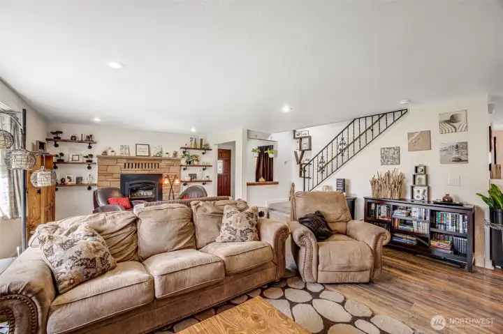 Open Floor Plan and a cozy fireplace
