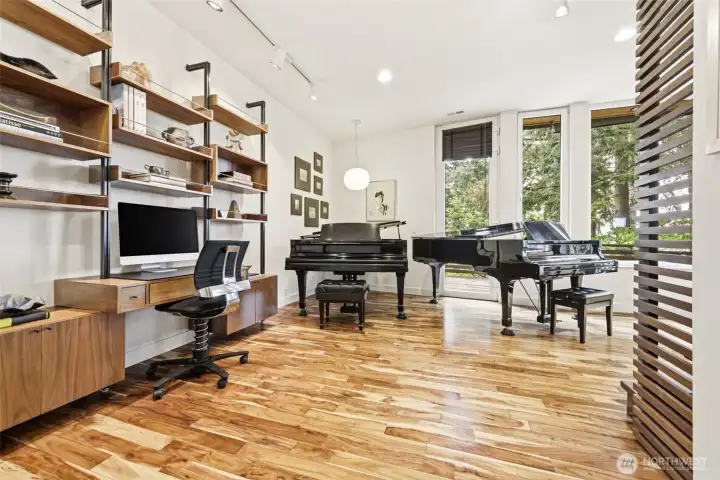 Flexible main-floor space for entertaining, work, or creative living