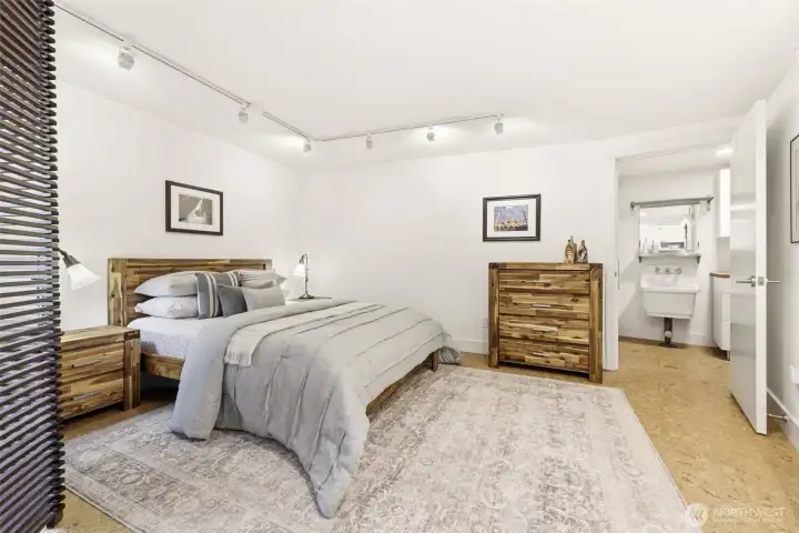 Spacious studio bedroom within the separate living area
