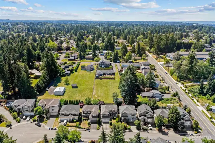 Aerial view of home with no rear neighbors, privacy!