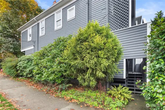 Back staircase. Both lower units and upper units can access their apartments here, AND the other side of building.