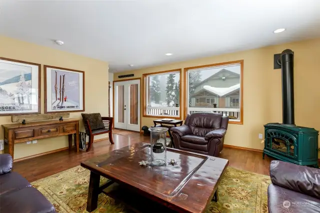 Great room with French doors to view deck