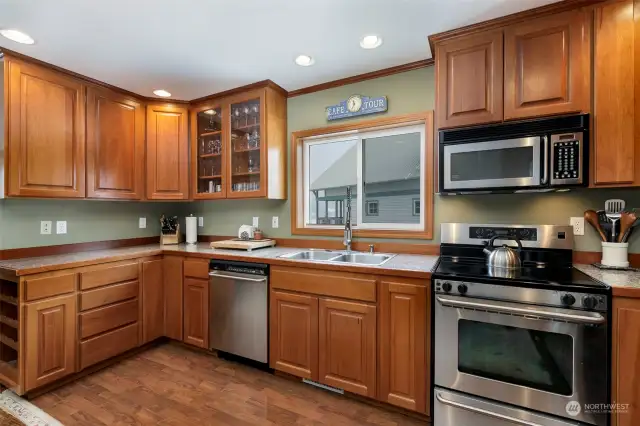 Kitchen with stainless steel appliances