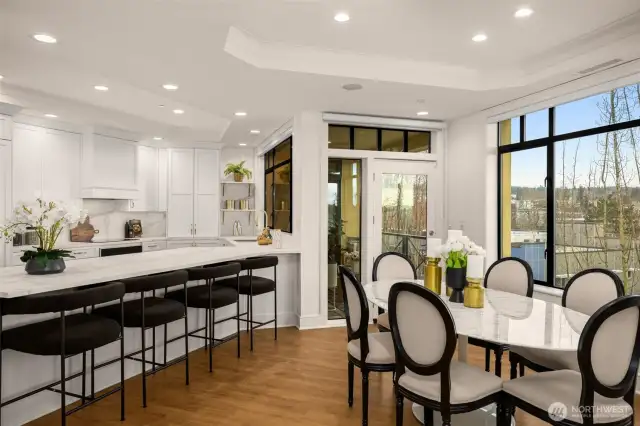 Enjoy dinner parties at the formal dining area and daily eating at the large kitchen countertop.