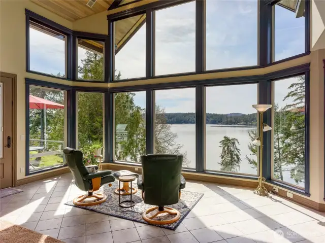Stunning views! Enjoy sunshine and year round sunsets. West facing marine views overlooking your private beach and dock.