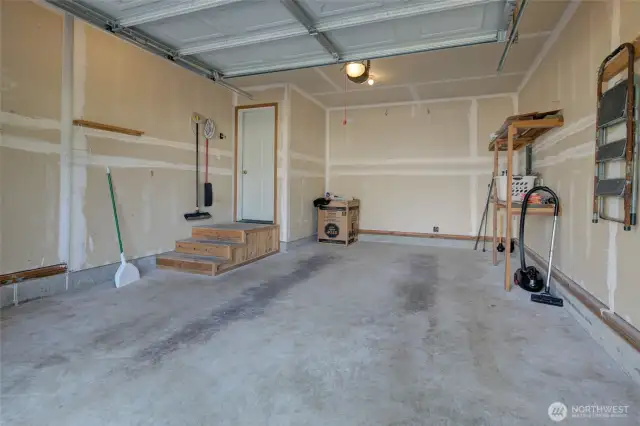 Oversized single attached garage.