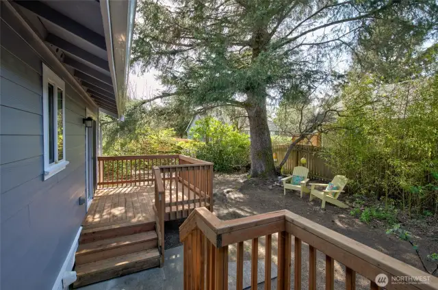 From Back door porch looking over to primary bedroom decking.