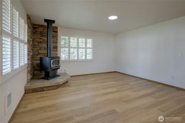 Front room with gel fueled stove.