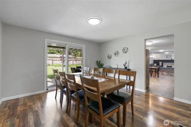 Formal dining area with a gaze into the backyard