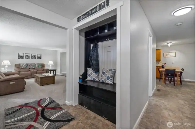 Entry way with a place to hang your coat and keys
