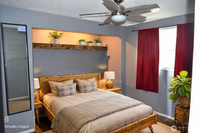 Primary bedroom virtually staged