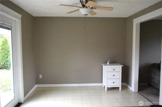Dining room with added fan and light