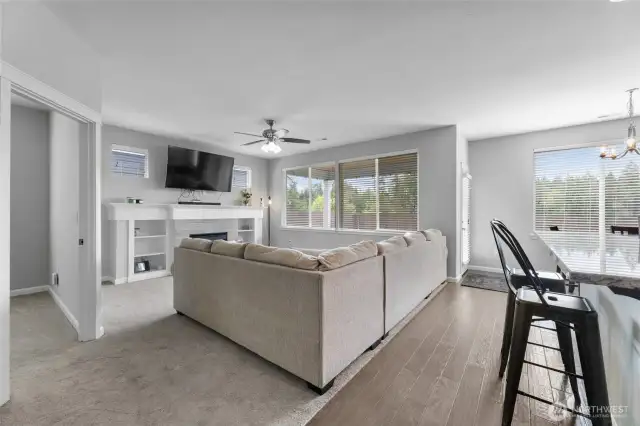 Open concept kitchen/living/dining
