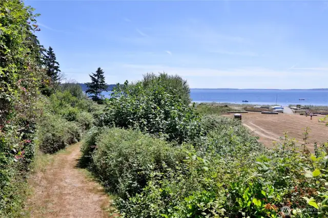 A trail leads you down to the water...