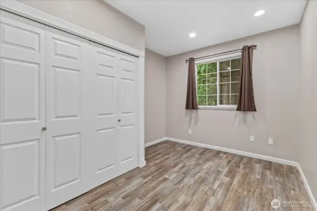 Private apartment bedroom with closet
