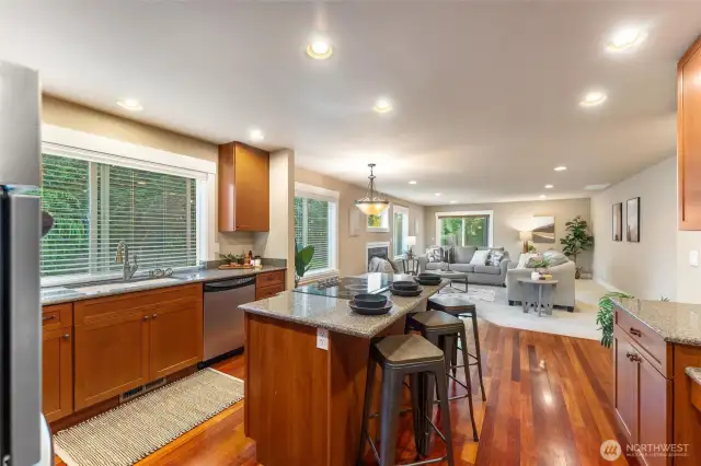 Open kitchen that leads into living room.