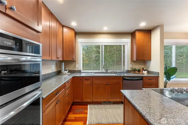 Window over sink to backyard.
