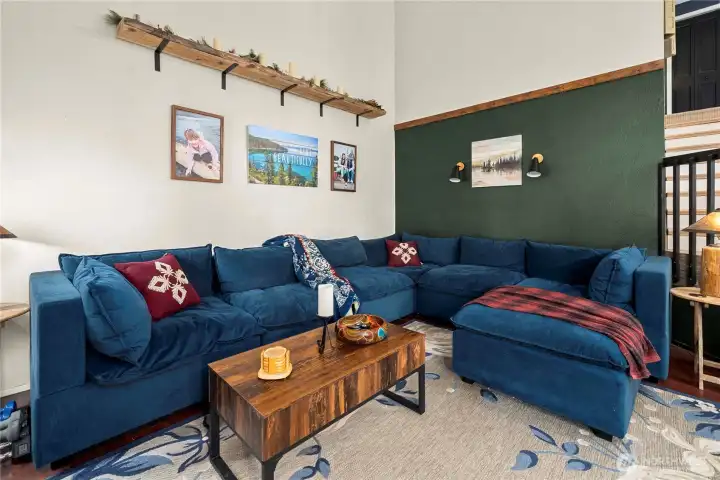 This is the cozy living room with gas fireplace