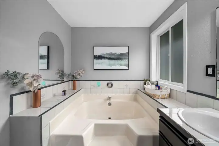 Primary bathroom and there is a walk in closet in the primary as well