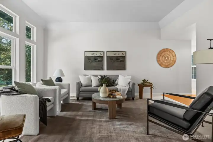 Large living room gives opportunity for both relaxation and event spacing.