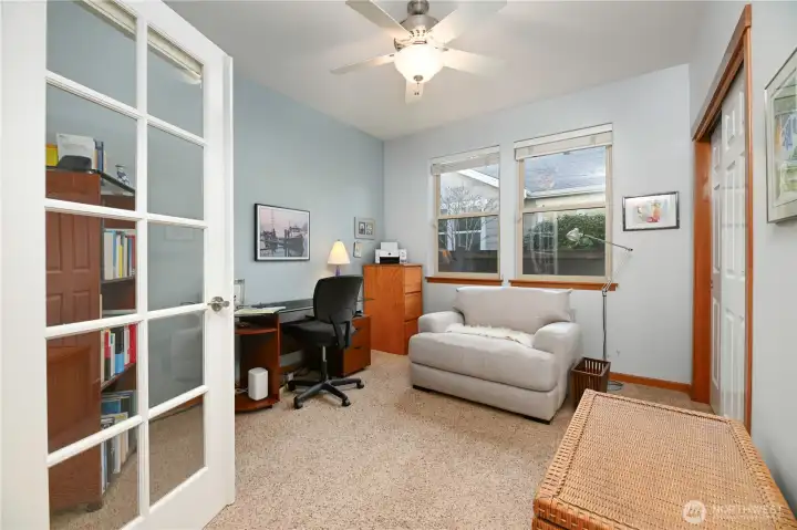 Bedroom #2 with French doors.